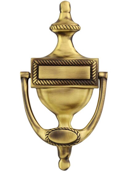 Solid Brass Victorian Rope Door Knocker in Antique Brass.